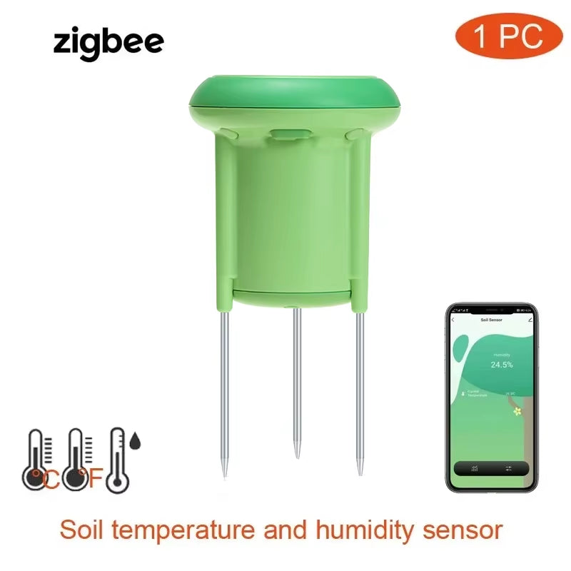 Tuya Smart Zigbee Soil Tester Temperature and Humidity Meter Waterproof Thermohygrometer Garden Automation Irrigation Detector
