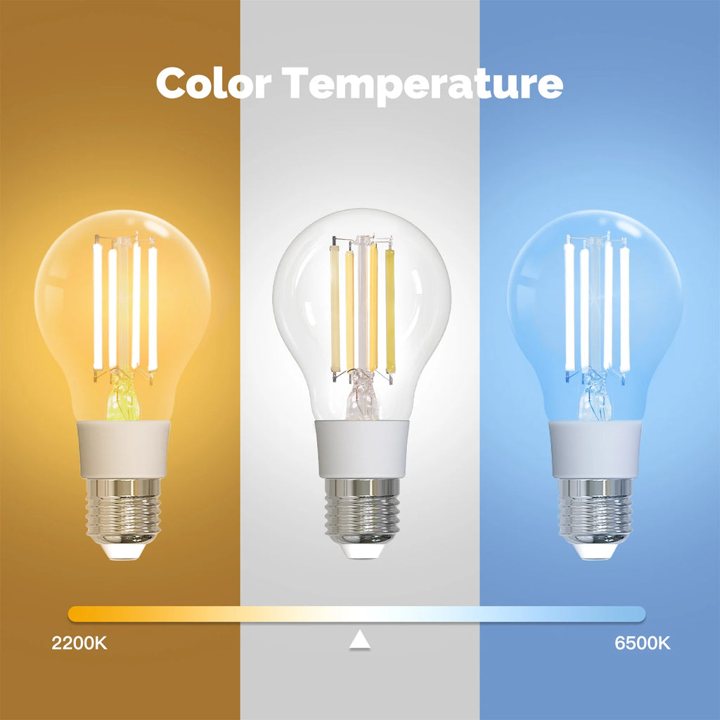 MOES Tuya Matter E27 7W Smart LED Filament Bulb 806Lm Dimmable 2700K-6500K Adjustable White Voice Control Alexa Google Home