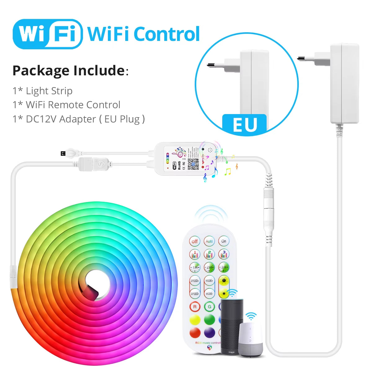 Tuya Smart Life 12V RGB Neon Light LED Strip Voice Control Neon Rope Tube Outdoor Garden Backlight Decoration Alexa Google Home