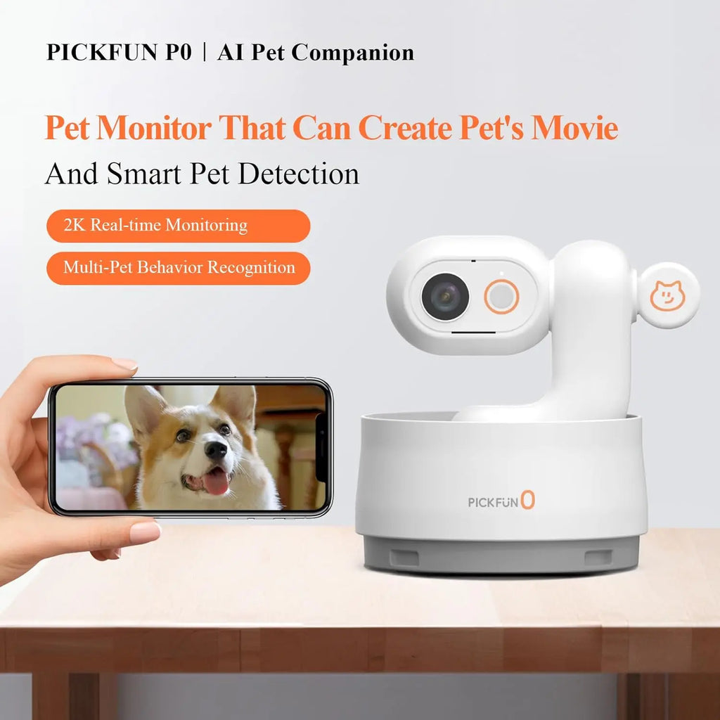 Pickfun Pet AI Monitoring Camera | WiFi monitoring, remote viewing, voice chat, pet behavior detection, smart home security