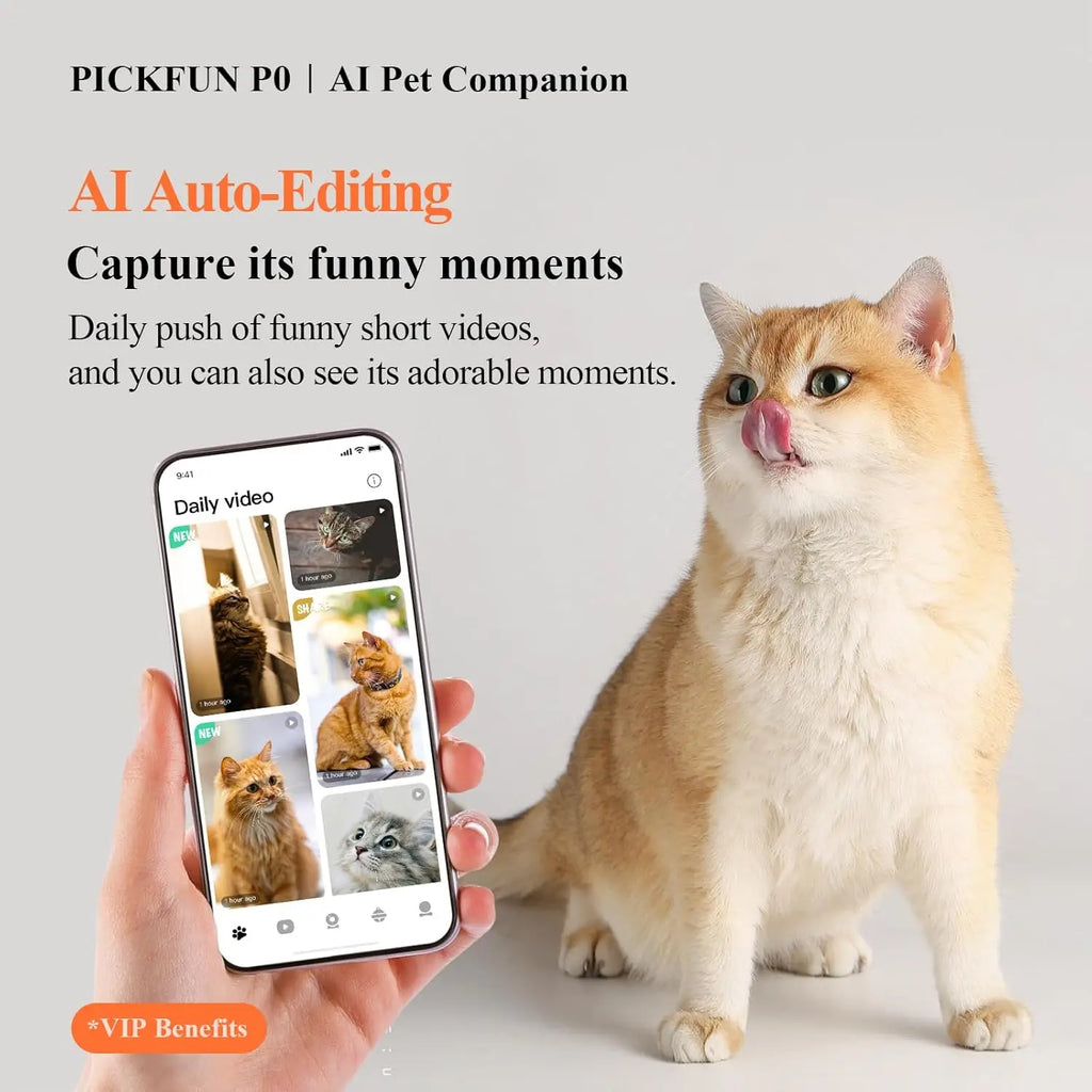 Pickfun Pet AI Monitoring Camera | WiFi monitoring, remote viewing, voice chat, pet behavior detection, smart home security
