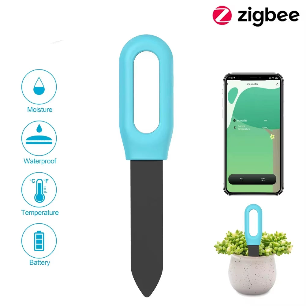 Tuya Smart Zigbee Soil Tester Temperature and Humidity Meter Waterproof Thermohygrometer Garden Automation Irrigation Detecto