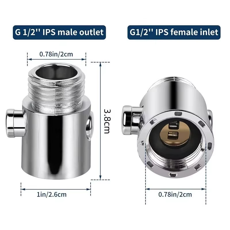 ABS Shower Head Arm Diverter Valve Bidet Sprayer Water Separator Adapter Flow Regulator Stop Switch Bathroom Faucet Accessories