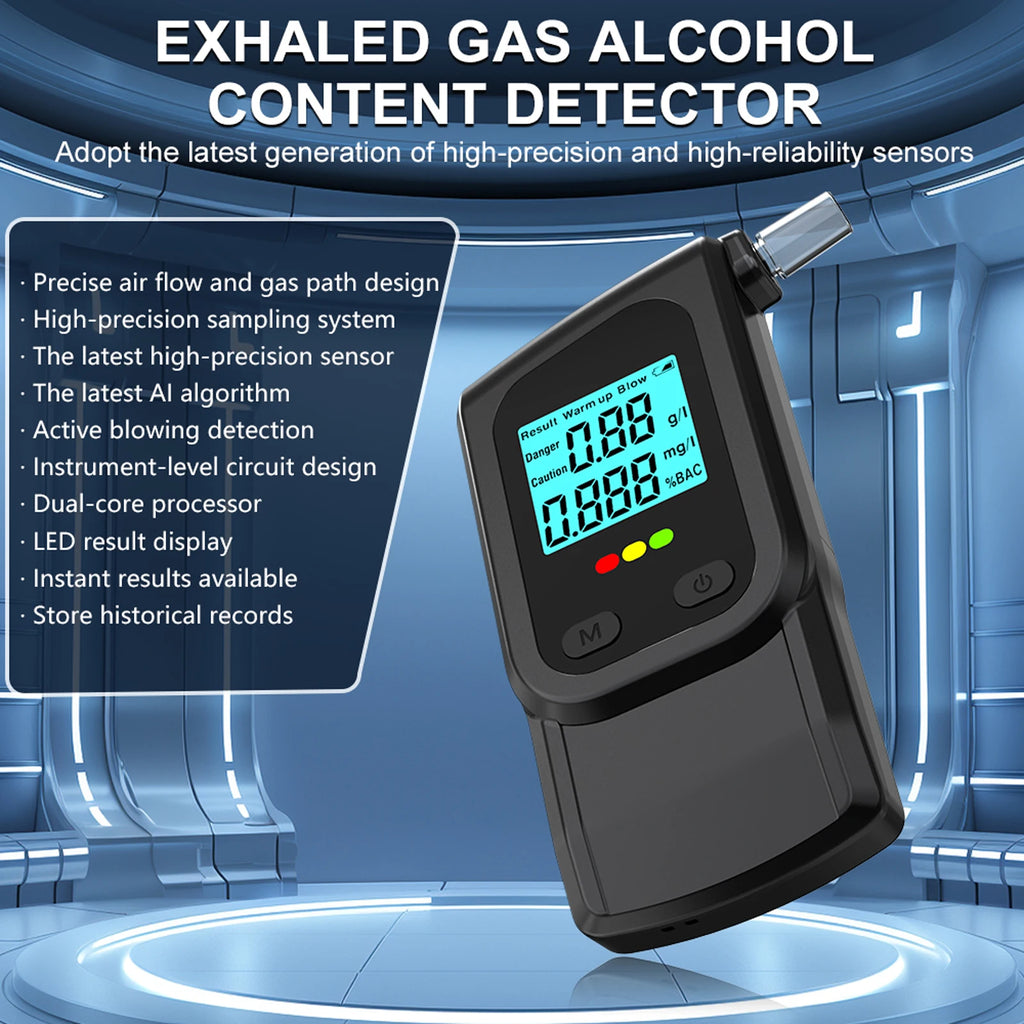 Portable Breath Alcohol Tester with LED Digital Display Alcohol Detector Alcotester for Personal & Professional Use