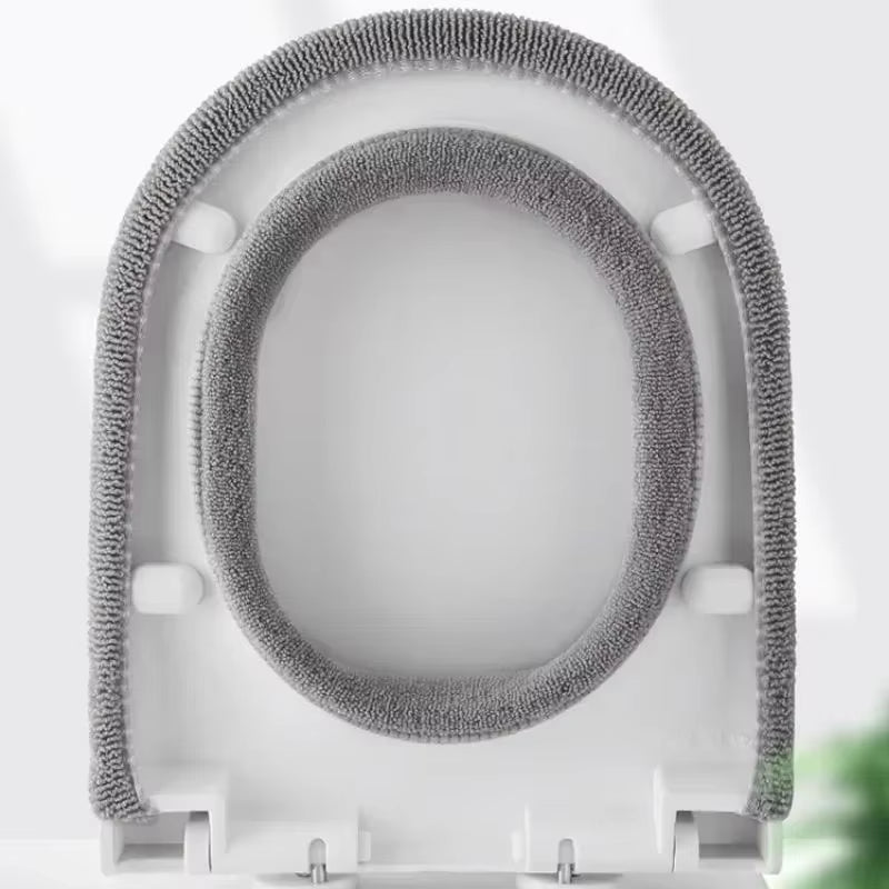 Winter Warm Toilet Seat Cover Closestool Mat Washable O-Shape Pad Bathroom Accessories Knitting Pure Color Soft Bidet Cover