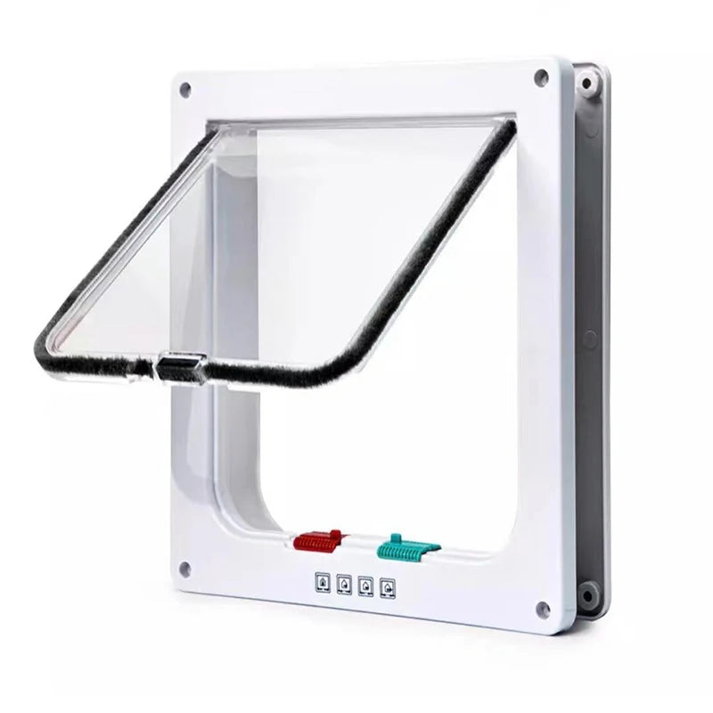 Smart Pet Door with 4 Way Locking Security Lock ABS Plastic Controllable Switch Direction Cat Dogs Flap Doors Dog Supplies