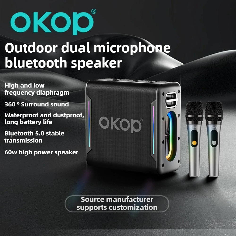 OKOP Bluetooth Speaker,Festival Party Music Speaker,Outdoor Large Volume Speaker,Portable Speaker,Microphone AI Speaker USB TF