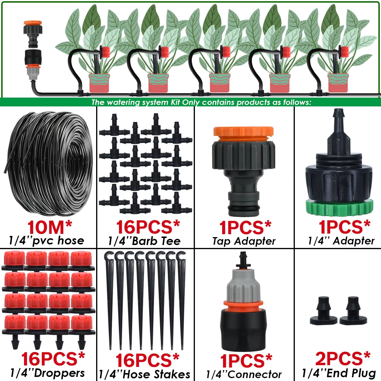 5-50M Garden Automatic Watering System Kit Wifi 4/7Mm Micro Drip Irrigation Dropper DIY for Potted Plants Lawn Greenhouse