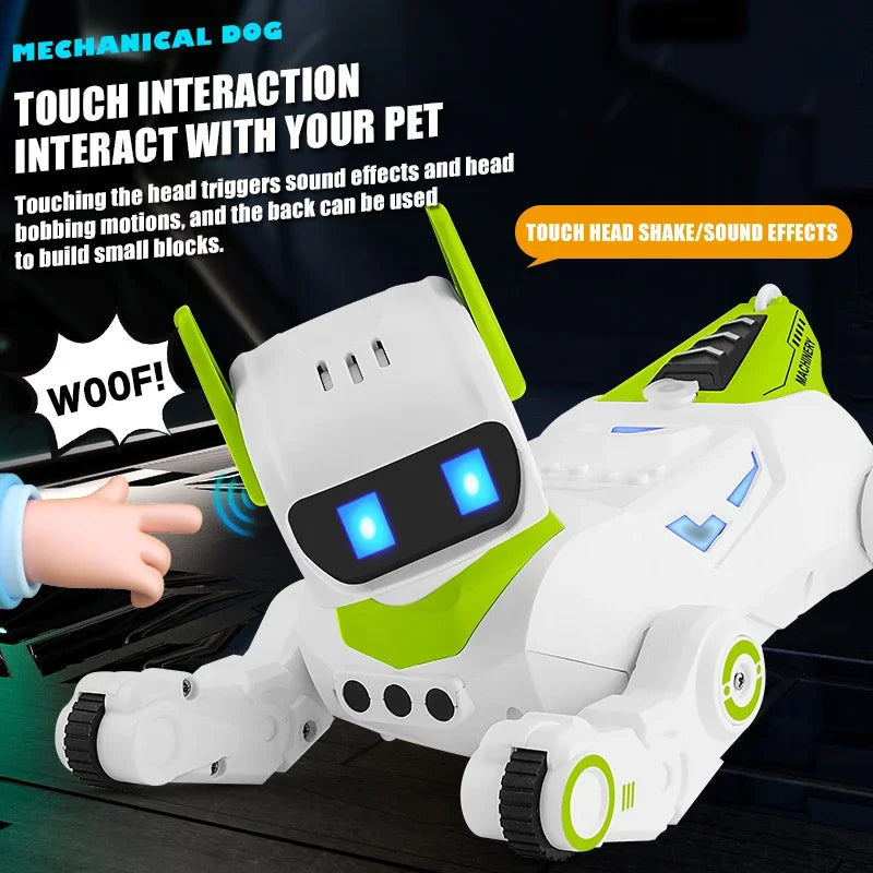 Intelligent Robot 2.4G RC Smart Programming Stunt Dog Watch Dual Control Interactive Toys With Cool Spray Toy for Boys Kids Gift